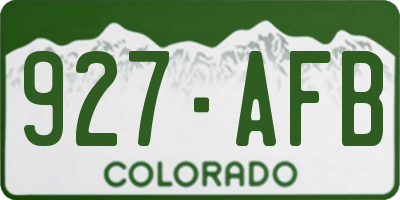 CO license plate 927AFB