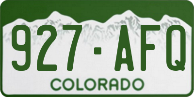 CO license plate 927AFQ