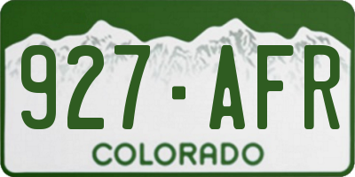 CO license plate 927AFR
