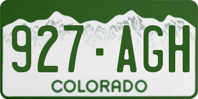 CO license plate 927AGH