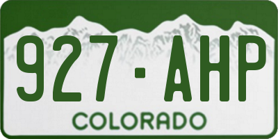 CO license plate 927AHP