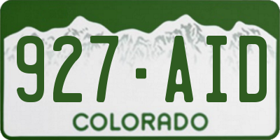 CO license plate 927AID