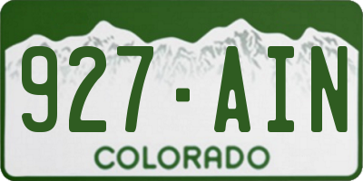 CO license plate 927AIN