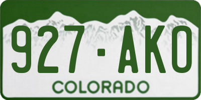 CO license plate 927AKO