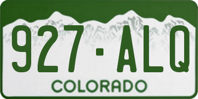 CO license plate 927ALQ