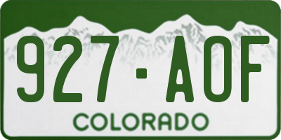 CO license plate 927AOF