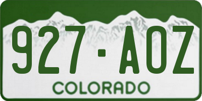 CO license plate 927AOZ