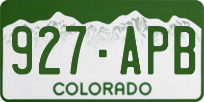 CO license plate 927APB