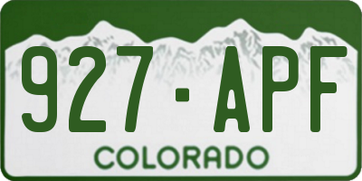 CO license plate 927APF