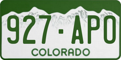 CO license plate 927APO