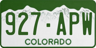 CO license plate 927APW