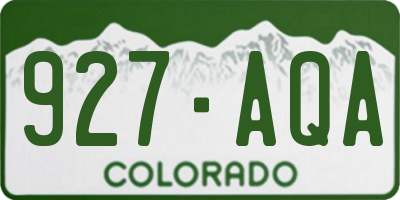 CO license plate 927AQA