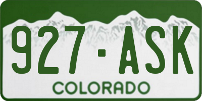 CO license plate 927ASK