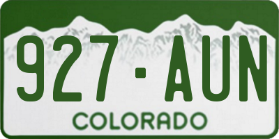 CO license plate 927AUN