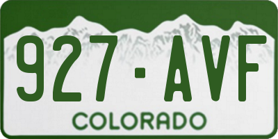 CO license plate 927AVF