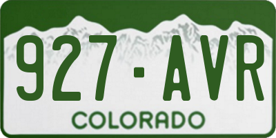 CO license plate 927AVR