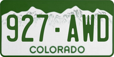 CO license plate 927AWD