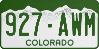 CO license plate 927AWM