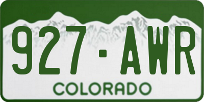 CO license plate 927AWR
