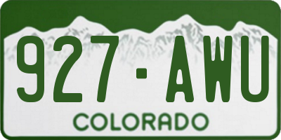 CO license plate 927AWU