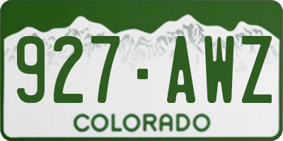 CO license plate 927AWZ