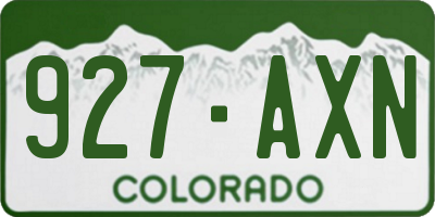 CO license plate 927AXN