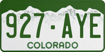 CO license plate 927AYE