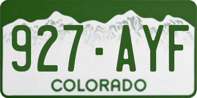 CO license plate 927AYF