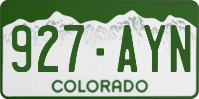 CO license plate 927AYN