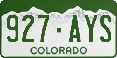 CO license plate 927AYS