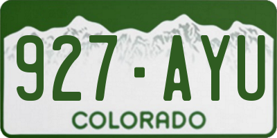 CO license plate 927AYU