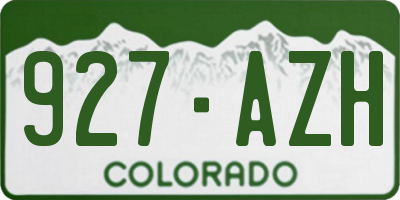 CO license plate 927AZH