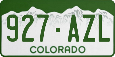 CO license plate 927AZL