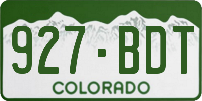 CO license plate 927BDT