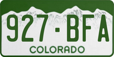 CO license plate 927BFA