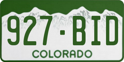 CO license plate 927BID