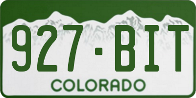 CO license plate 927BIT