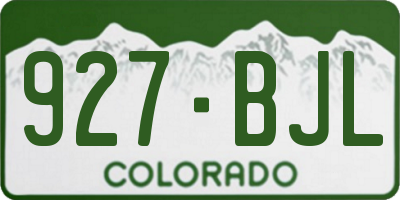 CO license plate 927BJL