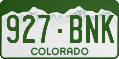 CO license plate 927BNK