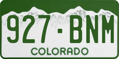 CO license plate 927BNM