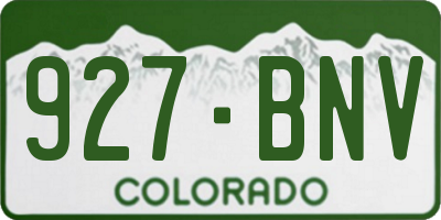 CO license plate 927BNV