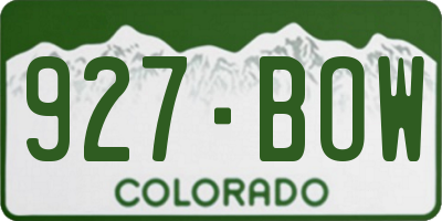 CO license plate 927BOW