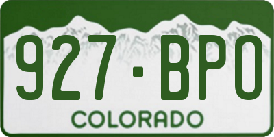 CO license plate 927BPO