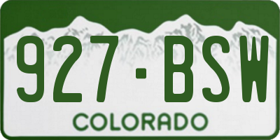CO license plate 927BSW