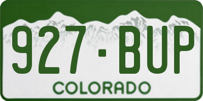 CO license plate 927BUP