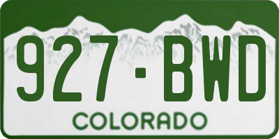 CO license plate 927BWD
