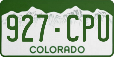 CO license plate 927CPU