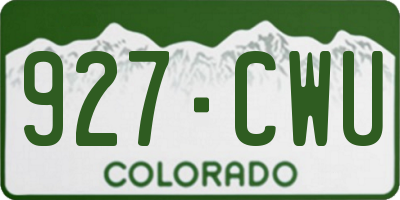 CO license plate 927CWU
