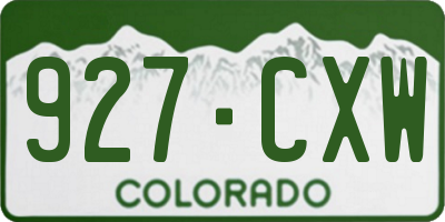 CO license plate 927CXW