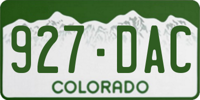CO license plate 927DAC
